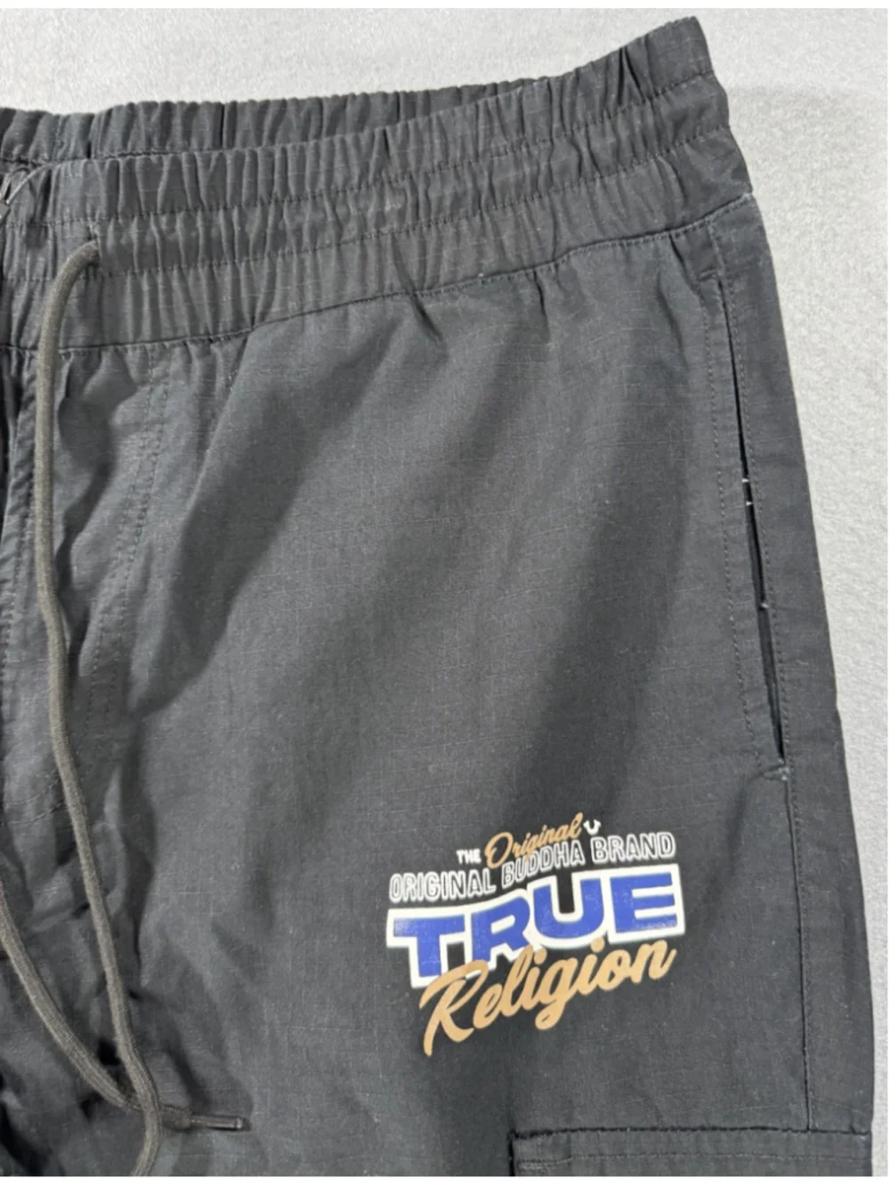 True Religion Jet Black Ripstop Jogger XL with Hook and Loop Pockets